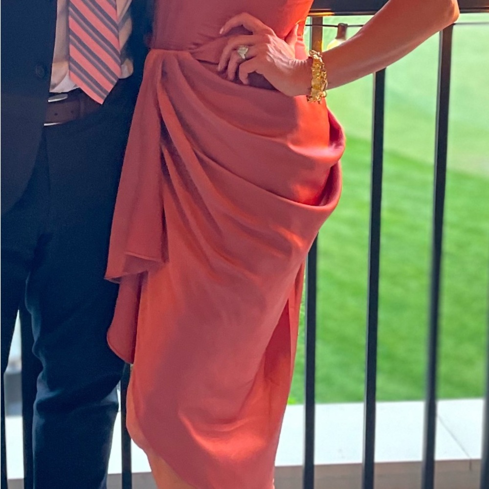 House of CB Pink One Shoulder Ruched Sheath Dress for Cocktail